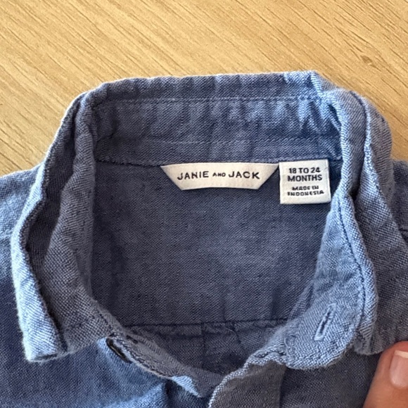 Janie and Jack Blue Kids Button-Up Shirt - Picture 2 of 4